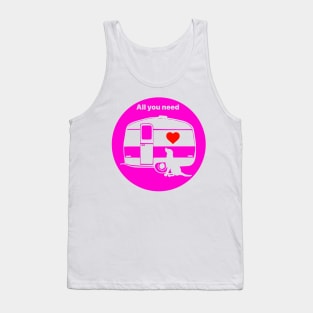 ALL YOU NEED HEART DOG CARAVAN FUCHSIA Tank Top